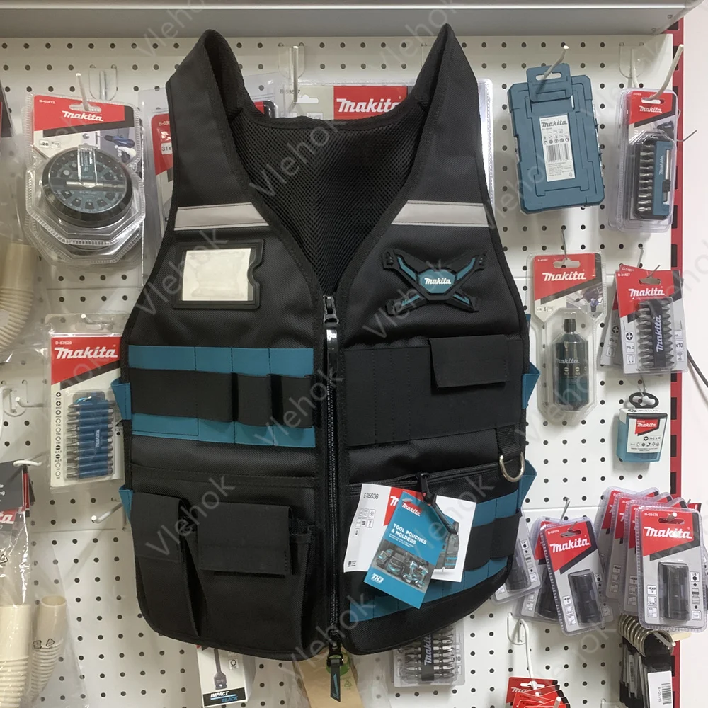 

Makita E-05636 Electrician Carpenter Work Vest Multi-functional Electrician Hardware Storage Bag Tool Vests Adjustable Pockets