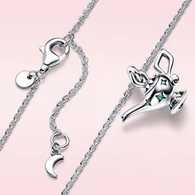  Real 925 Sterling Silver pendant jewelry Aladdin Magic Lamp Pendant Collier Necklace fit Original Necklace women gift 