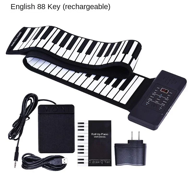 88 Keys Electronic Piano MIDI &USB Charge Portable ABS Soft Silicone Flexible Keyboard Digital Roll Up Piano Horn Pedal