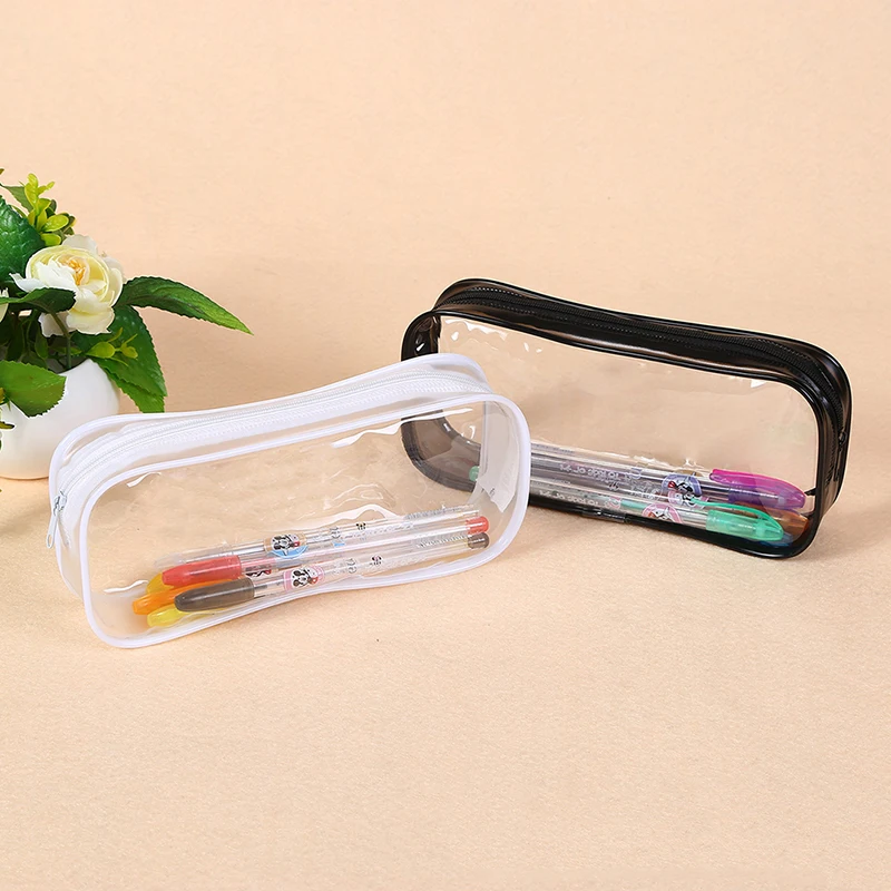 Peowuieu 4 pezzi Astuccio trasparente grande capacità penna trasparente astuccio in PVC penna penna penna zip pouches, trasparente