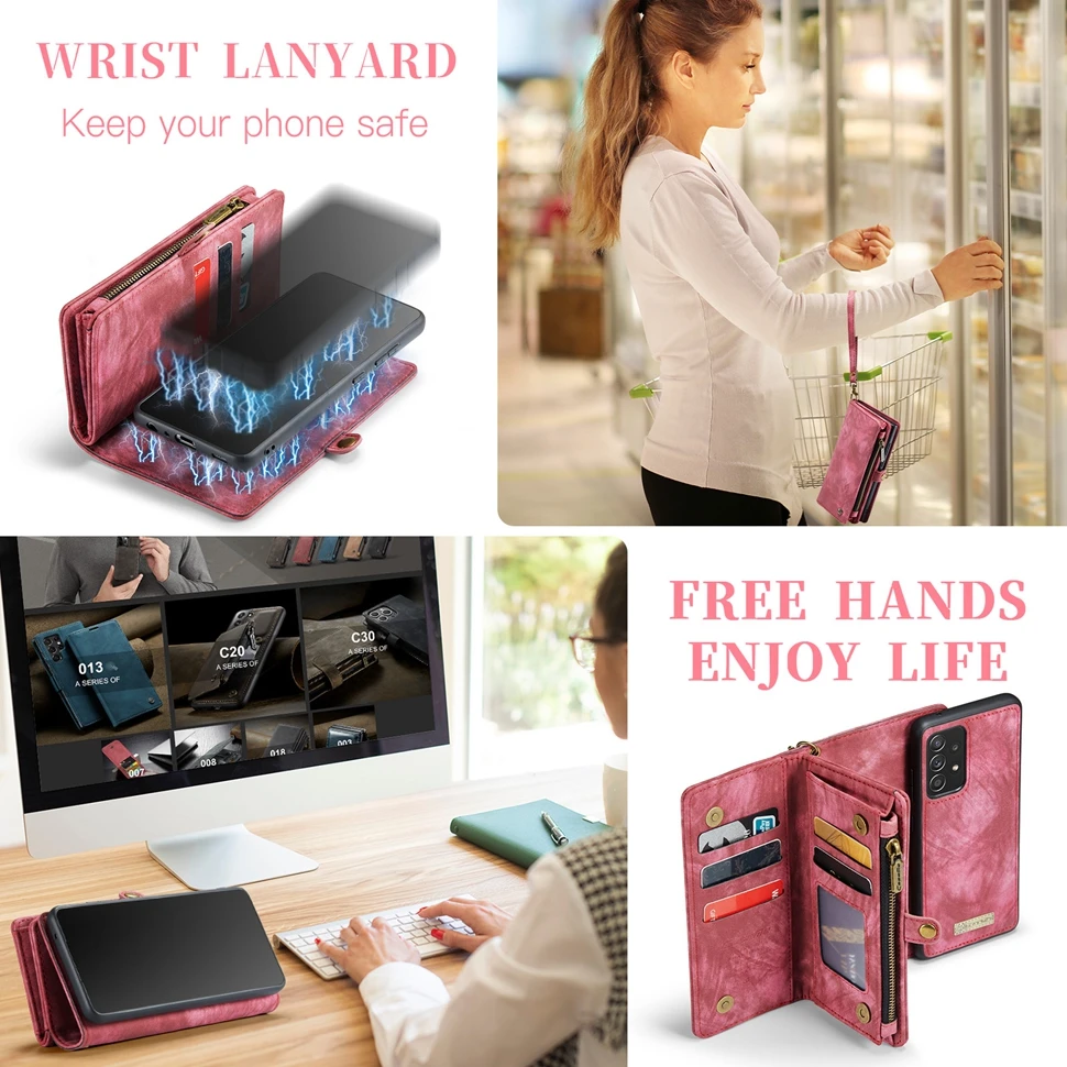 Wallet Leather Case for Samsung Galaxy A12 A52 A72 A52s A32 5G A71 A51 4G A20 A30 A30S A50 A70 A53 A33 Z Fold 4 Flip Cover Coque