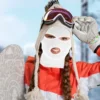 Ski Mask for Men Three Hole Wool Hat Knitted Full Face Windproof Riding Warm Cover White 3-hole Man 2