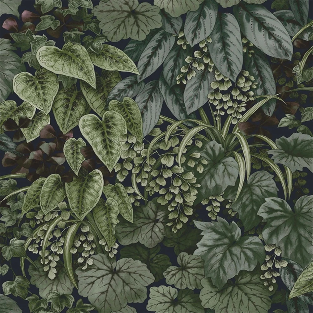 Papel de Parede de Flores e Folhas de Plantas Nórdicas Personalizadas Mural Adesivo Artístico Sala de Estar Quarto Sala de Jantar Decoração