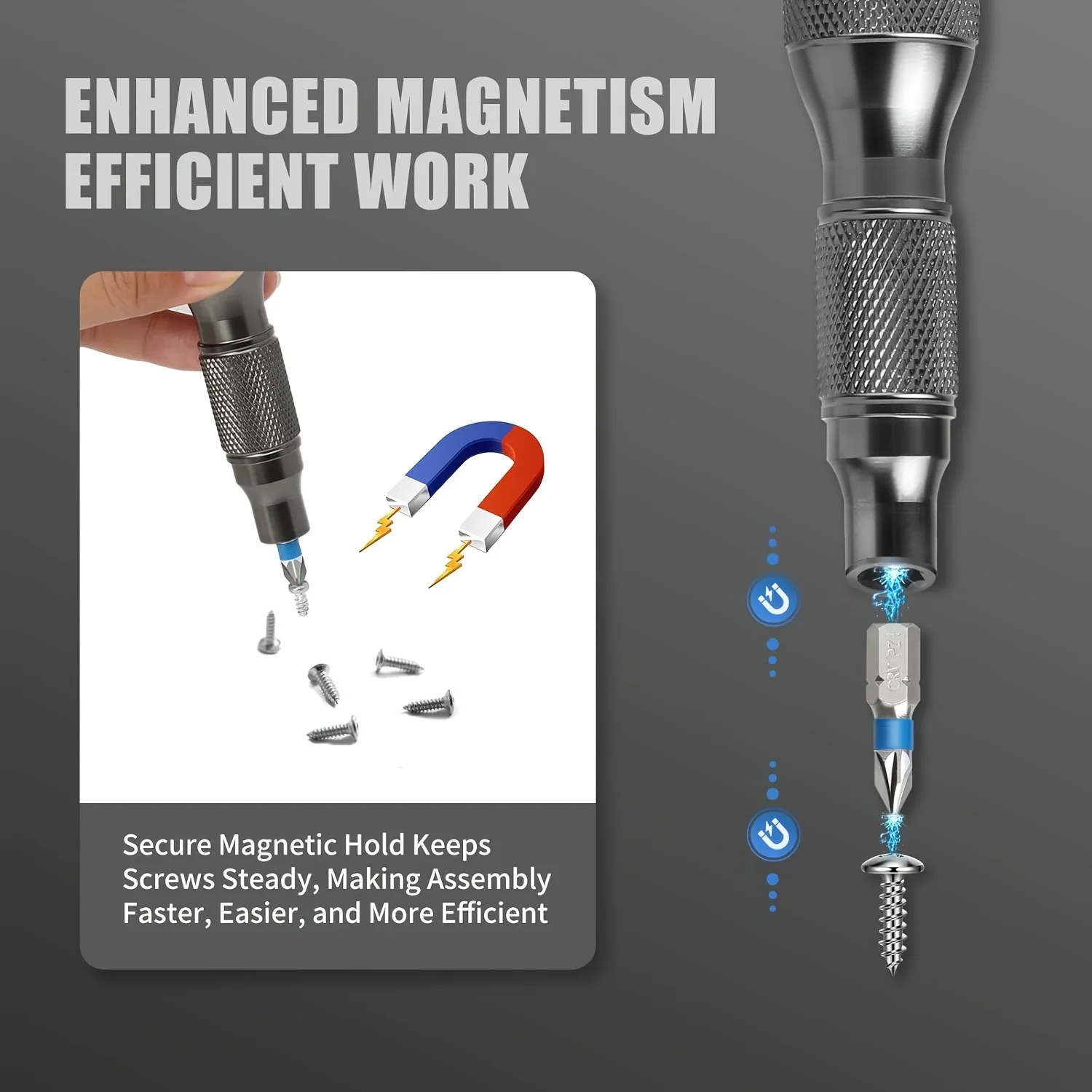 22-Piece Magnetic Precision Screwdriver Bit Set with Ergonomic Handle and Storage Base