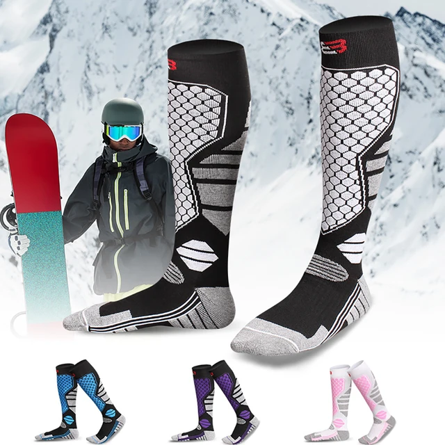 GTUBIKE nouveau hiver chaud chaussettes de Ski anti-dérapant épaissi Compression Snowboard chaussettes thermique évacuant l'humidité genou chaussettes hautes 1