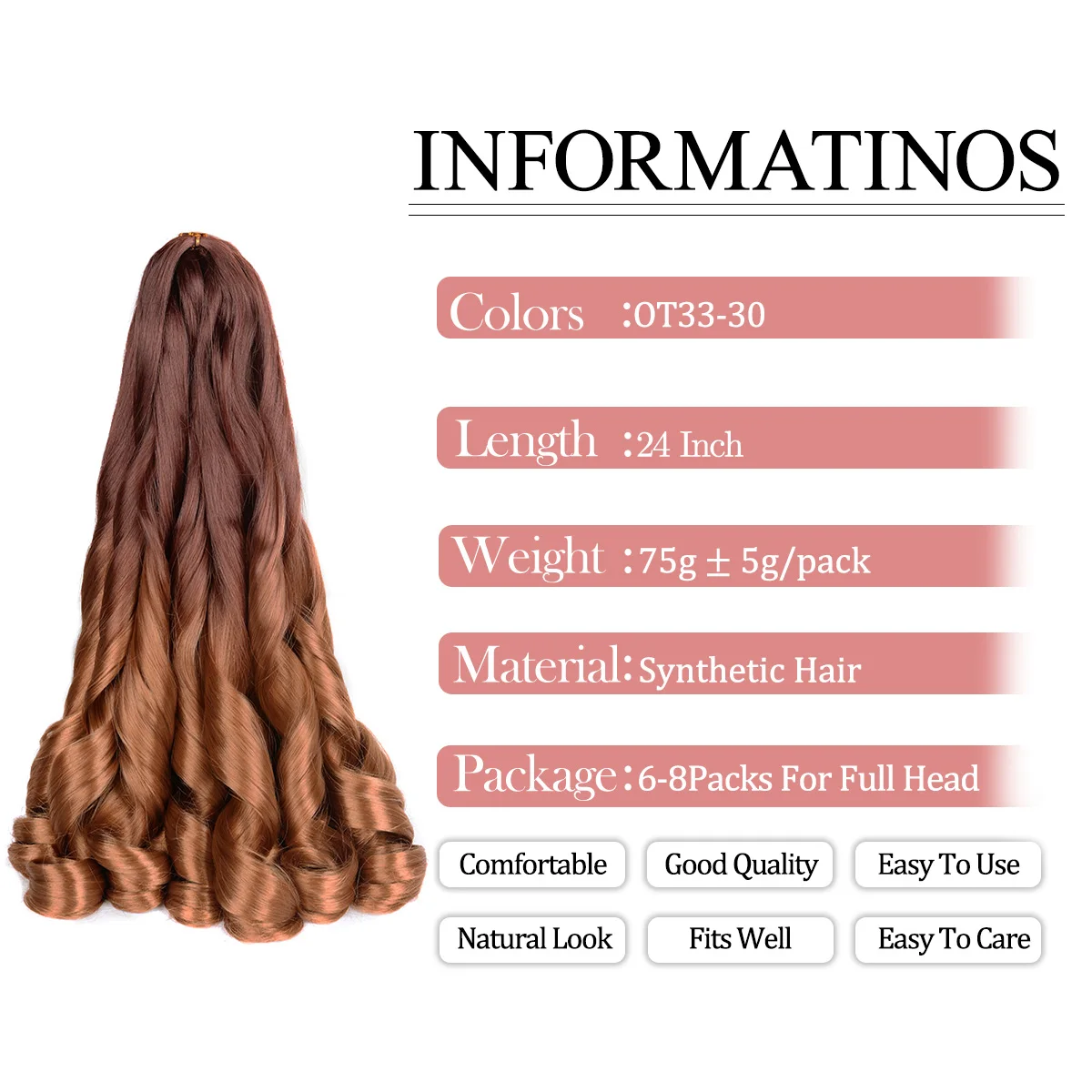 French Curly Crochet Braiding Hair Synthetic Loose Wave Ombre Braids Hair for Women Spiral Curls Pre Stretched Hair Extensions 3