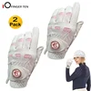 2 Pcs Cabretta Leather Golf Gloves Women with Bling Ball Marker Extra Grip Left Right Hand Pink Fit Ladies Girls Golfer 1