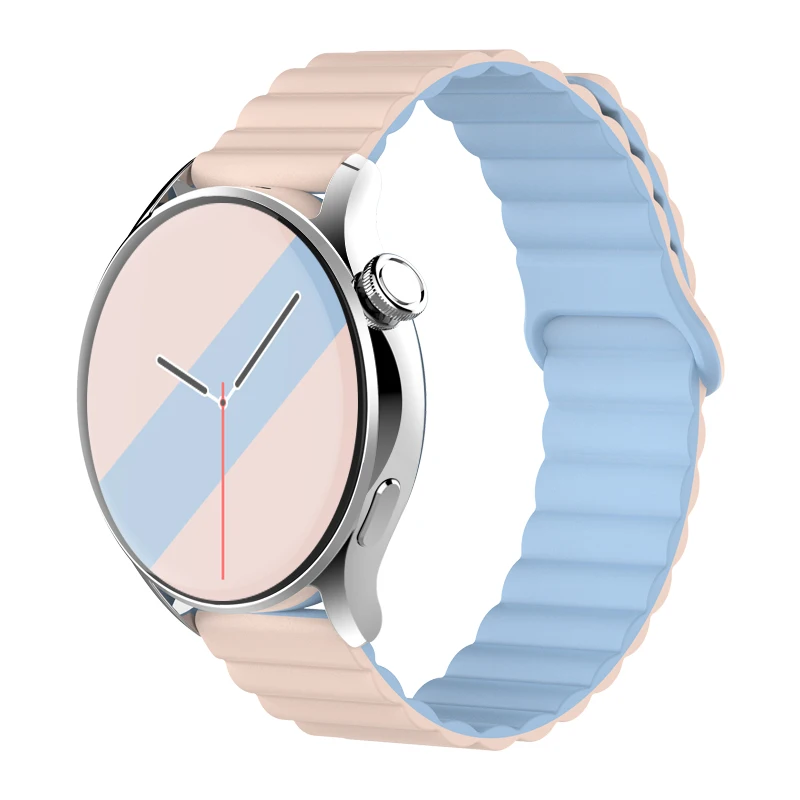 Magnetic Loop Silicone Link Bracelet, 20mm 22mm Strap