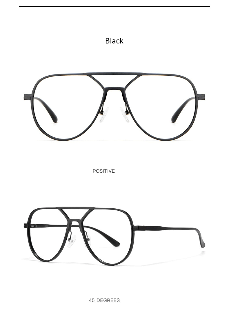 Reines Titan ultraleichte Doppels trahl große Brille Rahmen Männer Pilot dekorative Brillen Rezept Myopie optische Brillen – Detail 14