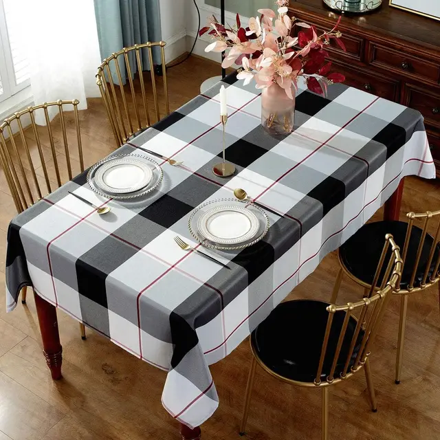 Tovaglie rettangolari a quadretti Impermeabile per fattoria Coperta per tavolo da picnic per interni ed esterni Decorazione per tavolo da pranzo per cucina per feste 3