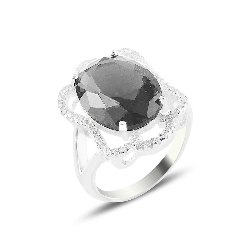

Silver 925 Sterling Gray Zircon Engagement Ring
