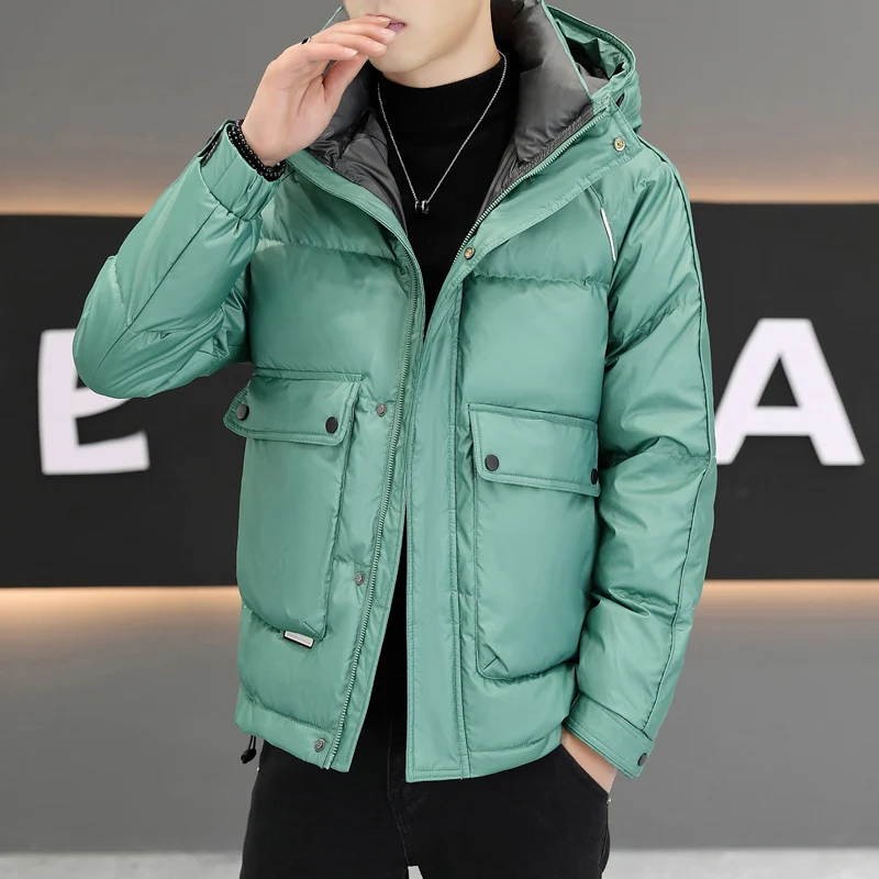 Fashion Men's Winter Duck Down Jackets Casual Streetwear Windproof Warm Hooded Puffer Coats Outdoor Solid Thicken Parkas Clothes