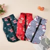 Christmas Dog Costume For Winter Festival Party Pet Jacket For Small Medium Dogs New Year Snowman Print Dogs Outfits With D-ring 3