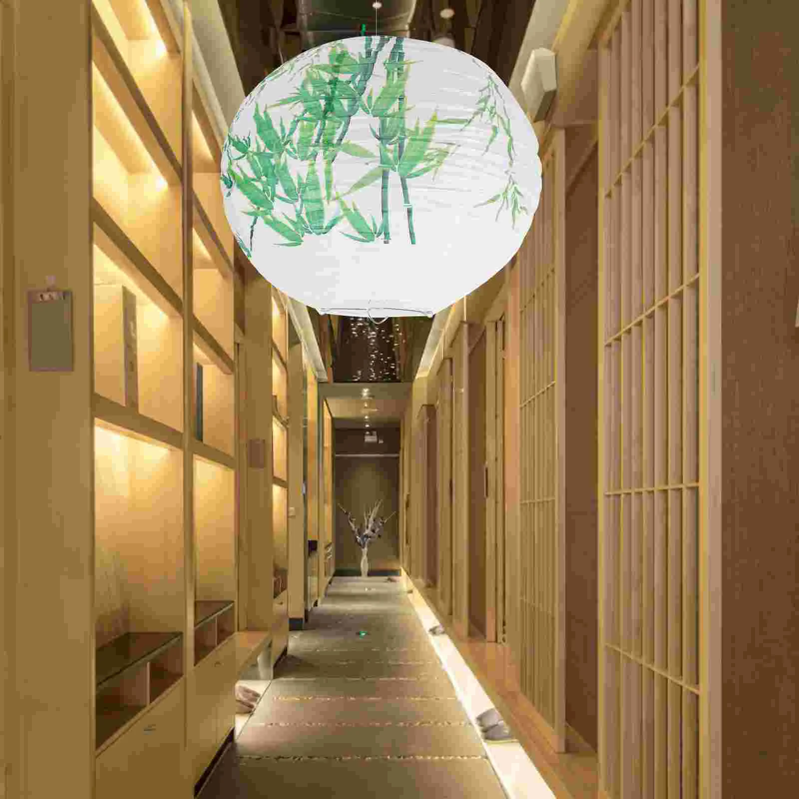 Japanese Round Paper Lantern Rice Paper Lamp Shade Hanging Iron Paper Lamp Paper Lantern Lamps Decorative Paper Light
