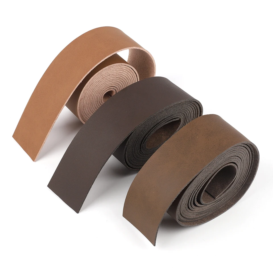 Wanderings Genuine Leather Straps For Crafts - 2 Rolls Of 1"x 42" And A 36" Leather Cord - Full Grain Brown Buffalo Strips For Belts Cricut Crafts Straps