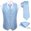 Luxury Sky Blue Vests for Men Silk Solid Wedding Party Waistcoat Tie Set  Formal Suit Male Dress Sleeves Jacket Barry Wang 1