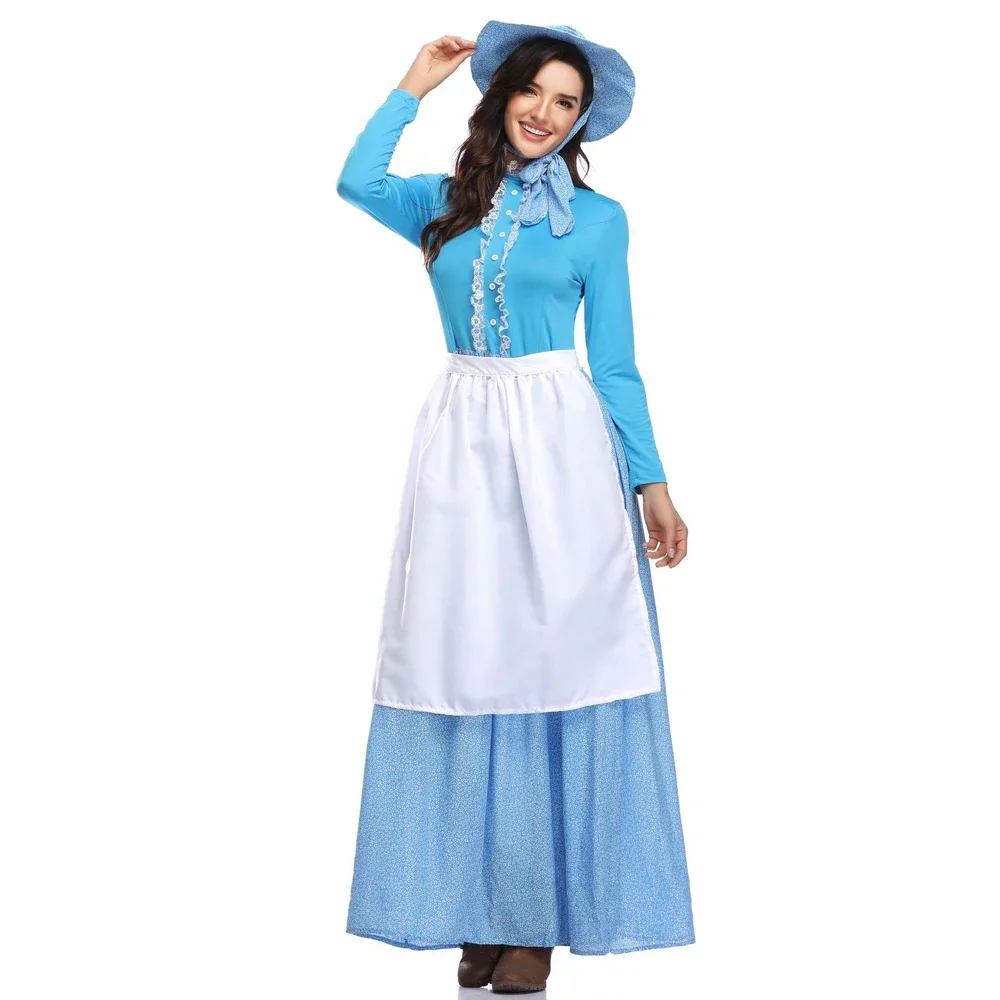 

Adult Renaissance Fairy Tale Idyllic Stage Farm Dress Costumes Cosplay for Woman Halloween Game Stage Beach Party Maid Costumes