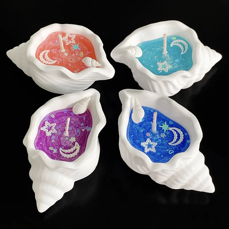 Coastal Conch Shell Scented Candles Gel Candles Aromatherapy Candle for Home Desk Decor Relaxation Bathroom Bedroom Decor Gift 3