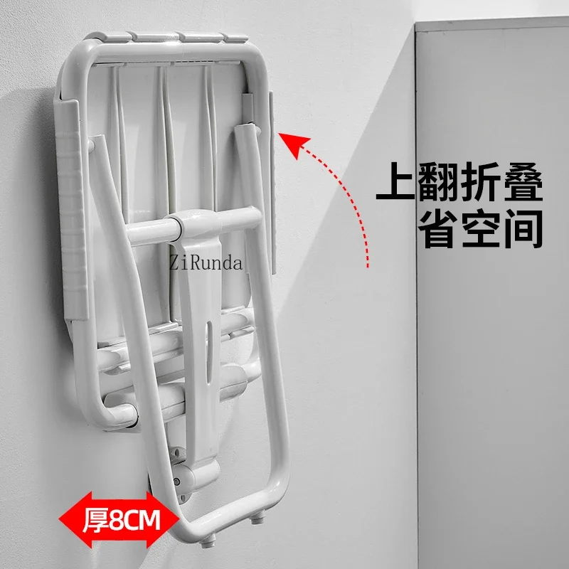 Bathroom folding stool shower seat wall mounted non-slip toilet elderly bathing sitting stool 4