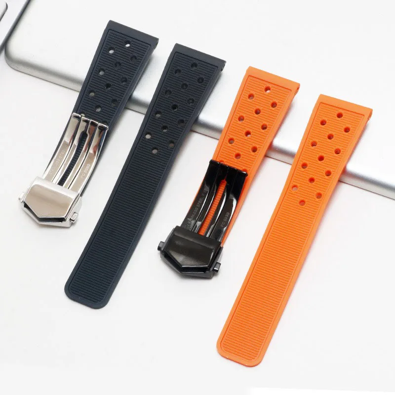 Tag Heuer Monaco Orange Strap 22mm Soft Rubber Silicone Watchband
