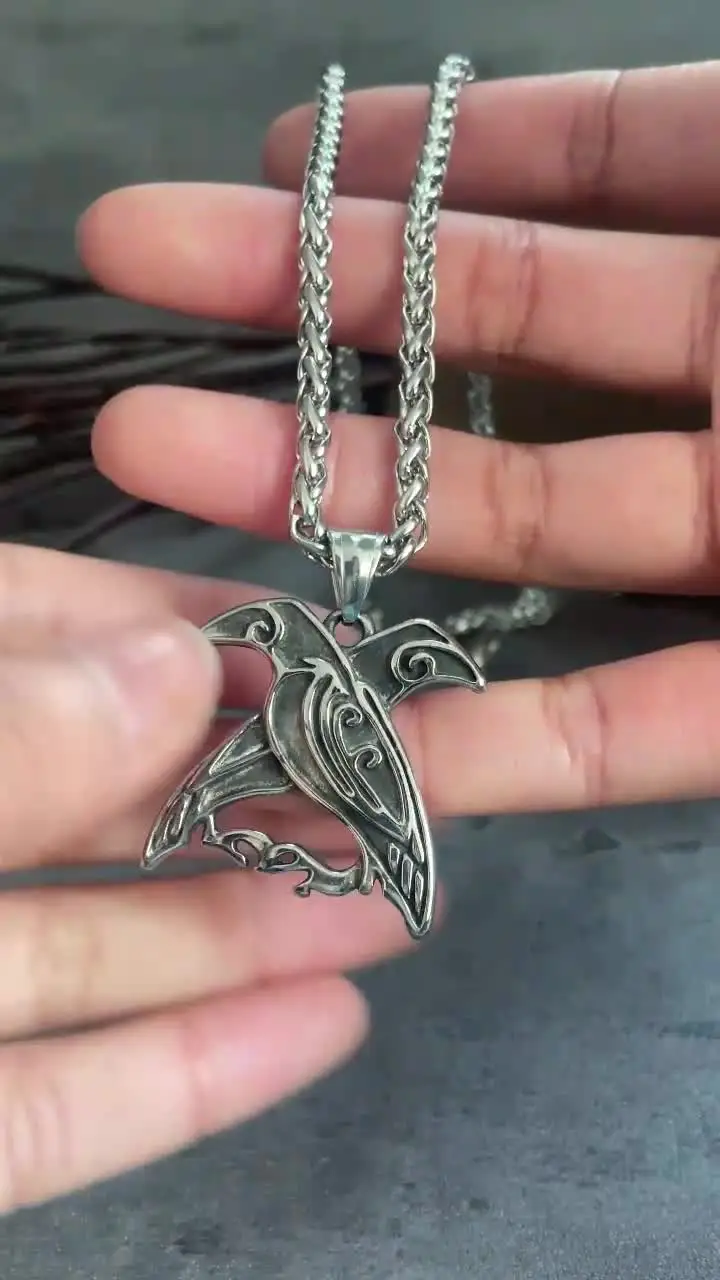 Никогда не выцветает Скандинавская мифология Odin Huginn и Muninn Подвеска Ожерелье