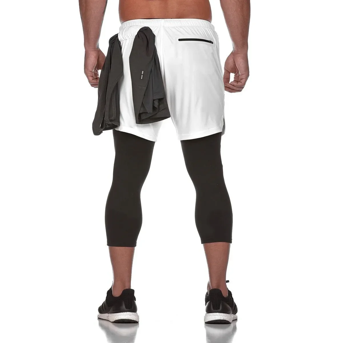 Men's Sports Shorts Mesh Running Fitness Double-layer Quick Dry Breathable Fifth Pants Sports Training Pants