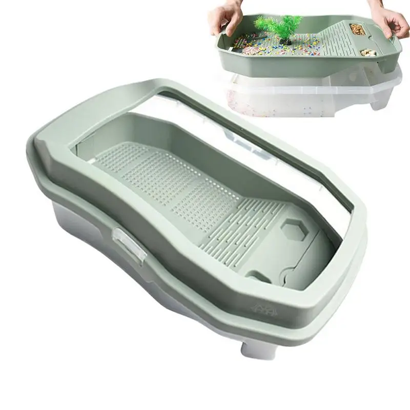 

Turtle Tank Turtle Habitat House With Basking Slope Swim Pool Turtle Tank Aquarium Terrapin Lake Anti-Slip & Detachable Terrapin