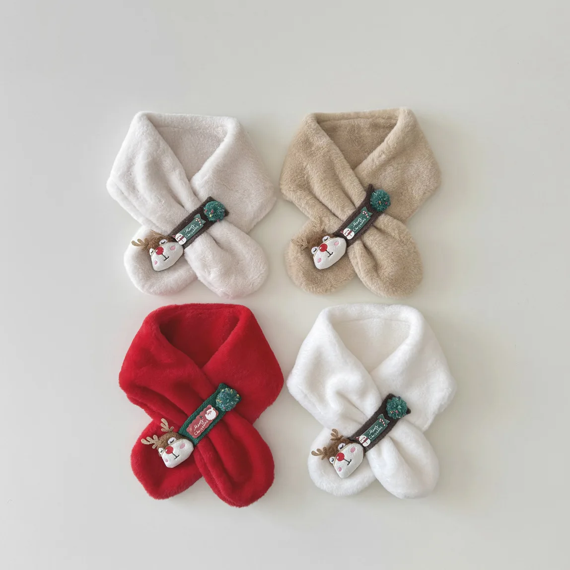 Children's Scarf Winter Warm Baby Plush Scarf Thickened Windproof for Baby Girls Boys Cute Deer Christmas Scarves
