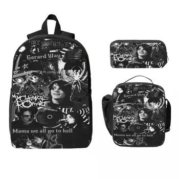 3Pcs MCR My Chemical Romance Rock Band Backpack Set for Boy Girl Pen Bags Bookbag Sets with Lunch Box For School Knapsack 1