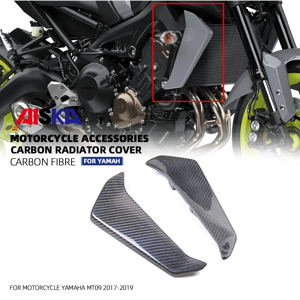 

100% 3K Full Carbon Fiber Radiator Tank Side Fairings Kit Covers Motorcycle Body parts For Yamaha MT09 FZ09 2017 2018 2019