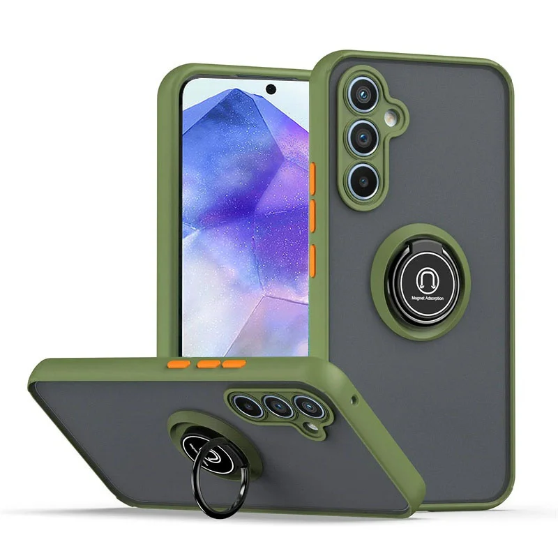 Magnetic Matte Protective Ring Case - Sleek and Durable Smartphone Cover
