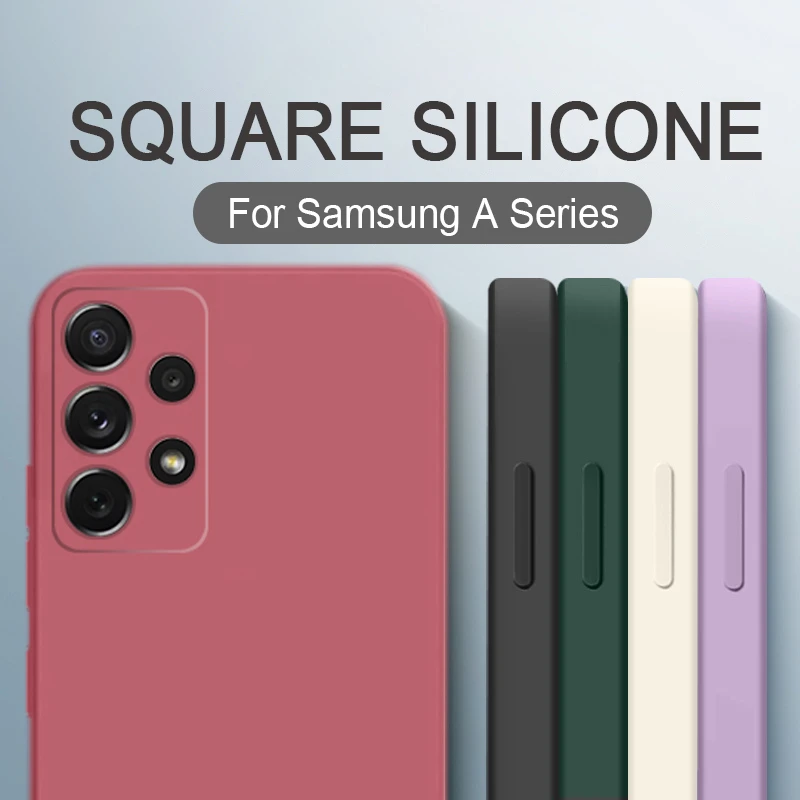 VUÔNG Kẹo Dẻo Silicone Ốp Lưng Điện Thoại Samsung Galaxy A33 A53 A73 5G A13 A03 A52S A02 A02S A12 A22 a32 A52 A72 A82 Slim Bìa Mềm kawaii samsung phone cases