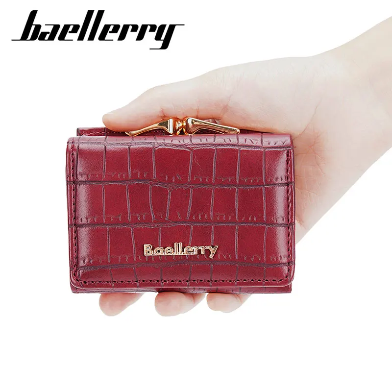 Baellerry New Short Women Wallet Coin Pocket Crocodile Pattern Female Purse Photo Holder Wallet For Girls Hasp Card Holder 5