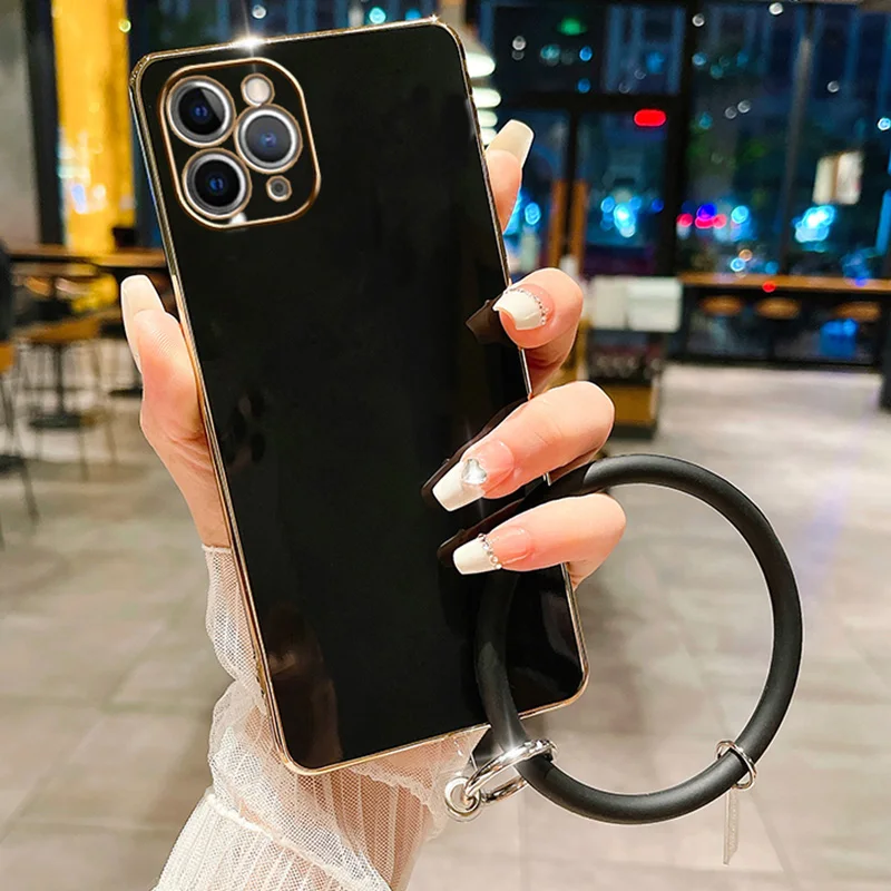 Plating Case For Samsung A34 A54 A53 A32 A33 A22 A13 4G 5G A12 A73 A25 A31 A21S A14 Wristband Bracelet Soft Silicone_voghion.com