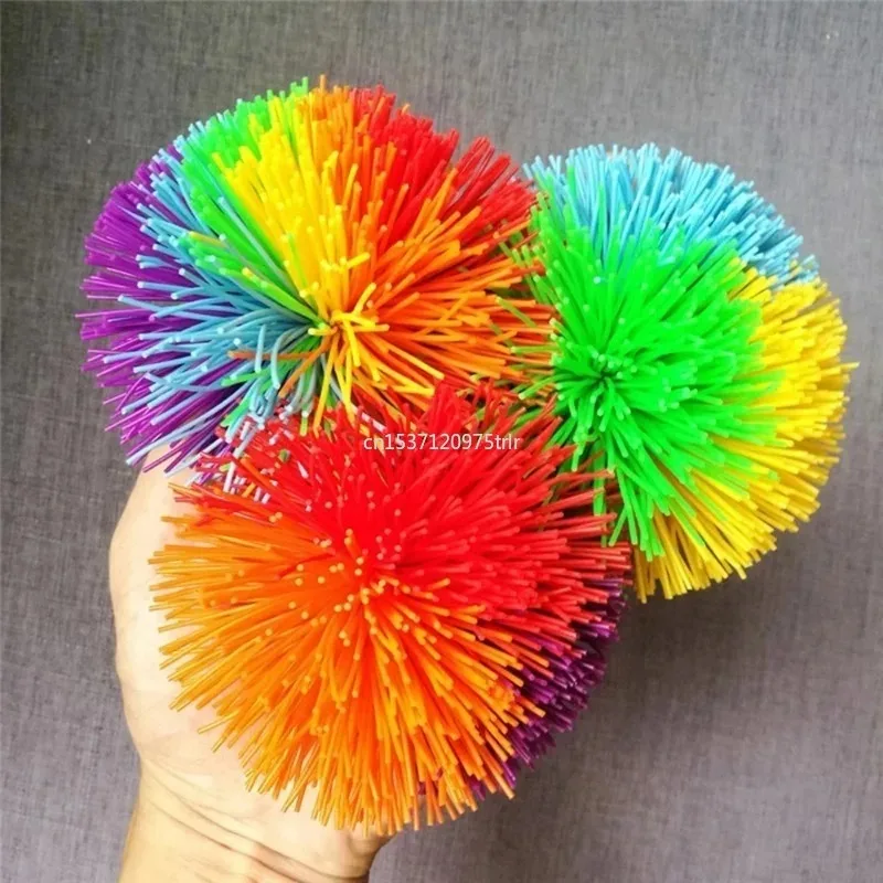 6cm/9cm/1set Stress Relief Colorful Bouncy Stress Balls Rainbow Fidget Sensory Ball Monkey Stringy Balls Baby Stretchy Ball 3