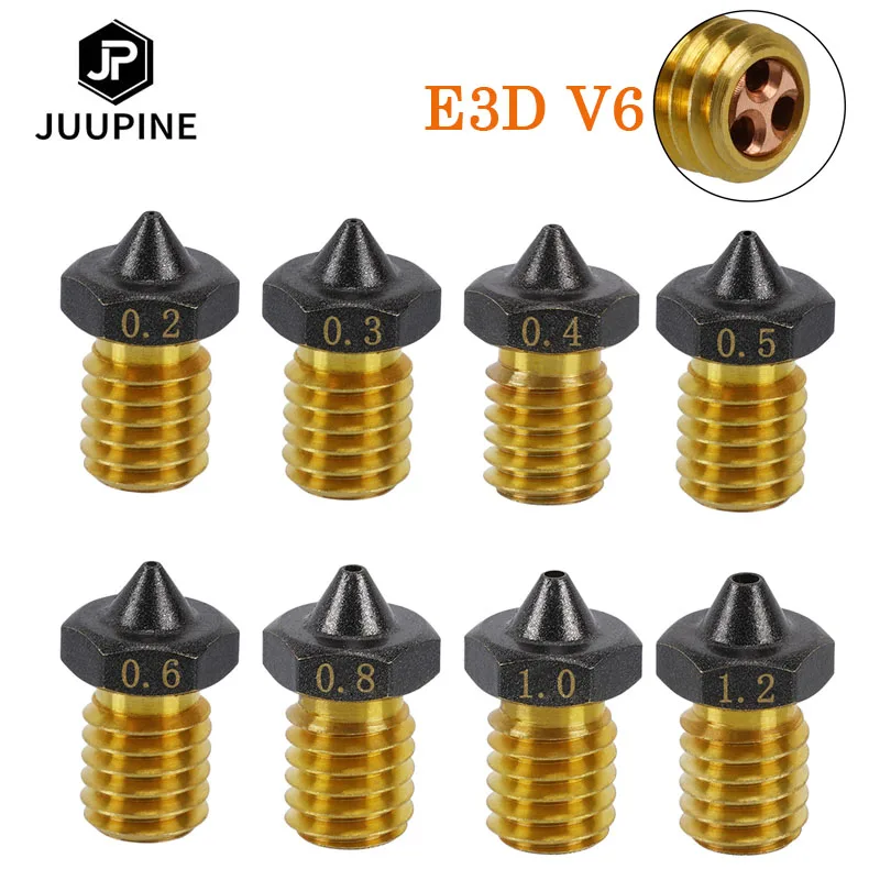 PTFE Coated Clone CHT Nozzle E3D V6 Brass Non Stick Filament High Speed Flow Nozzle 0.2/0.3/0.4/0.6/0.8/1.0mm 3D Printer Parts