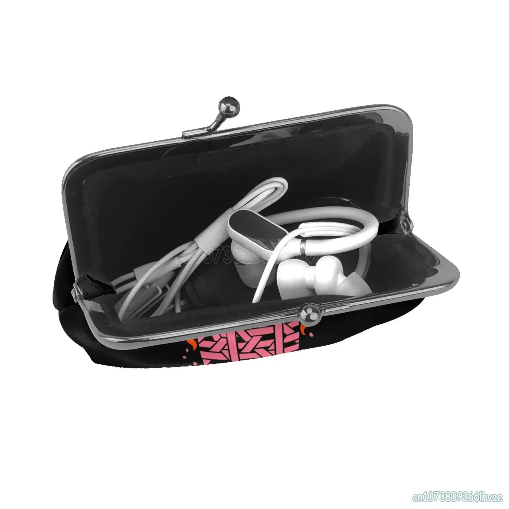 Cute Anime Nezuko Leather Coin Purse Small Change Pouch Kiss-Lock Clasp Closure Buckle Wallet Girl Women Gift