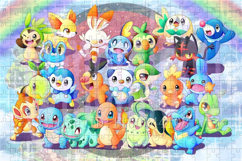 Pokemon Characters Puzzles for Children Handmade Game Toys 300/500/1000 Pieces Anime Fan Art Jigsaw Puzzles Stress Relief Toys
