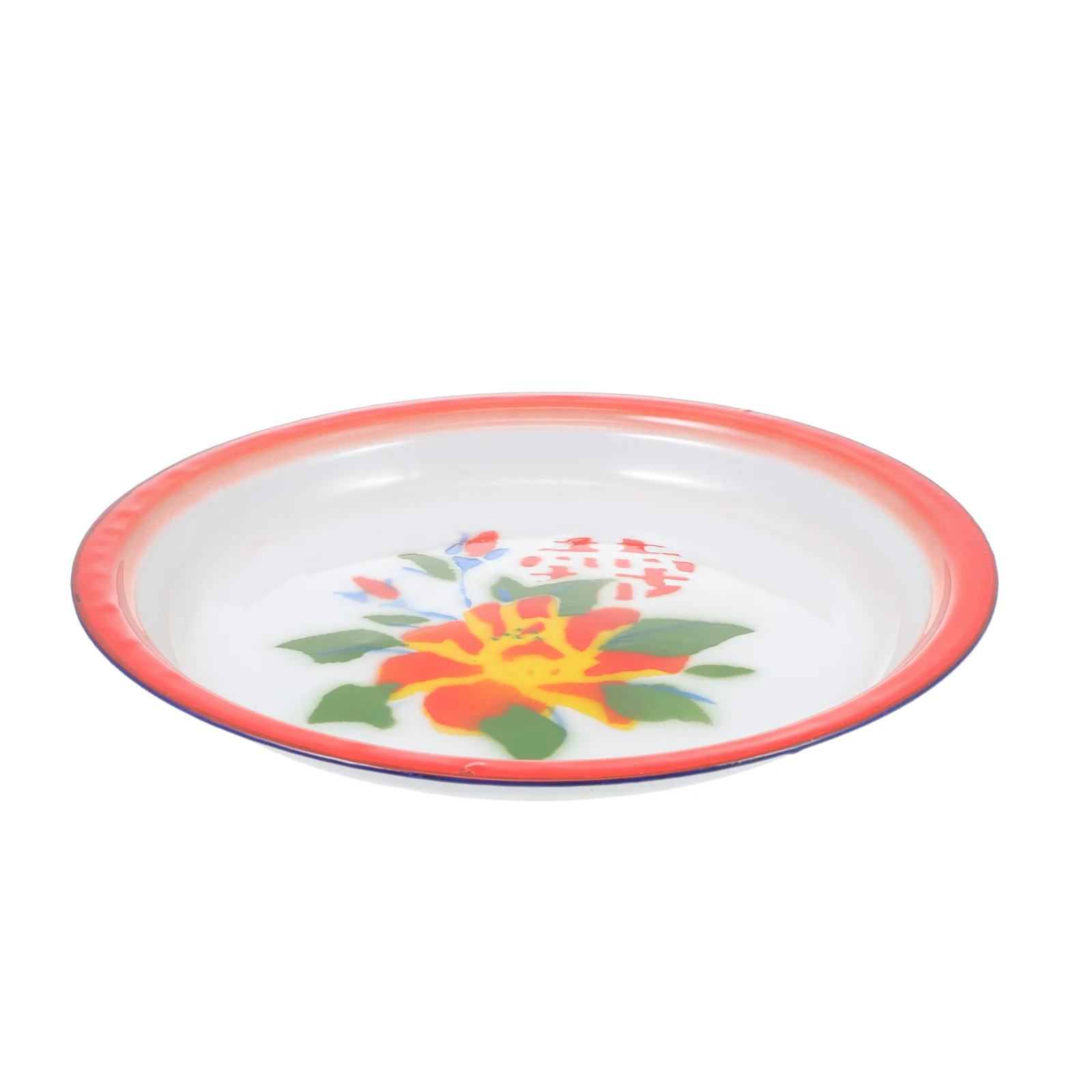 Retro Enamel Tea Tray Large Serving Plate Salad Bowl Dinner Tray Kitchen Bar Plates Enamel Food Pan Retro Decorative Dish