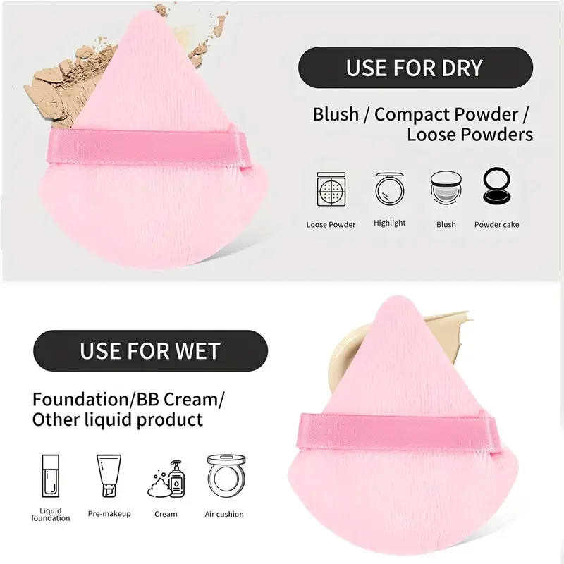 Versatile Multi-Colored Makeup Sponge Collection with Triangle and Mini Puffs