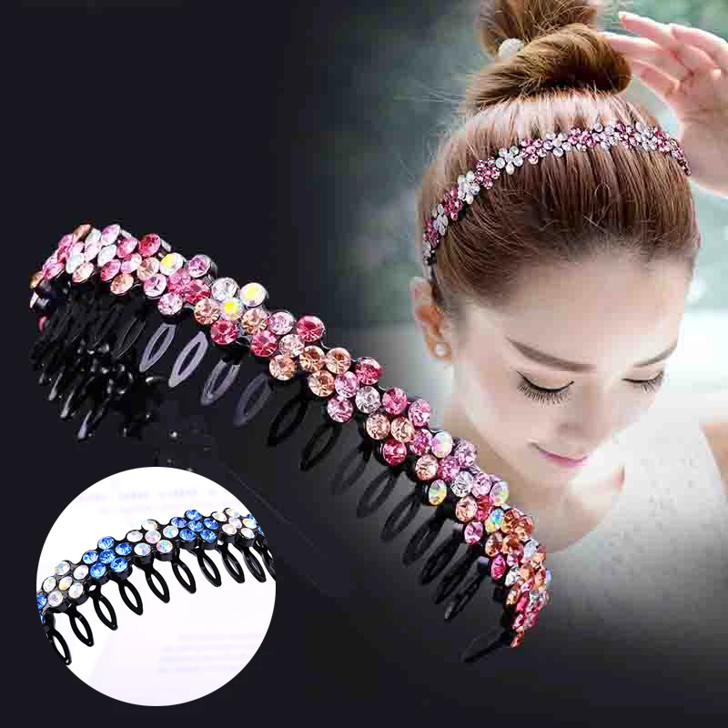 

Rhinestone Flower Headband Crystal Plum Blossom Hairbands Sports Non-Slip Head Hoop Girls Hair Hoop DIY Simple Hair Accessories