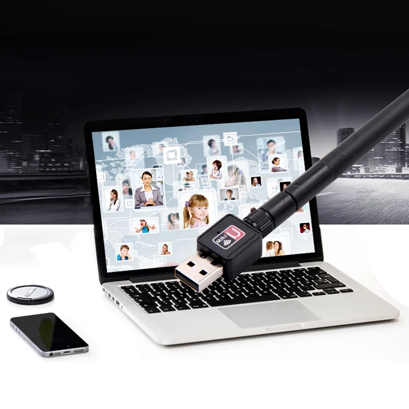 8188 무선 네트워크 카드, 미니 USB, 와이파이 어댑터, LAN, 와이파이 수신기, 동글 안테나, 802.11 b/g/n, PC 윈도우즈용, 150Mbps, 2db