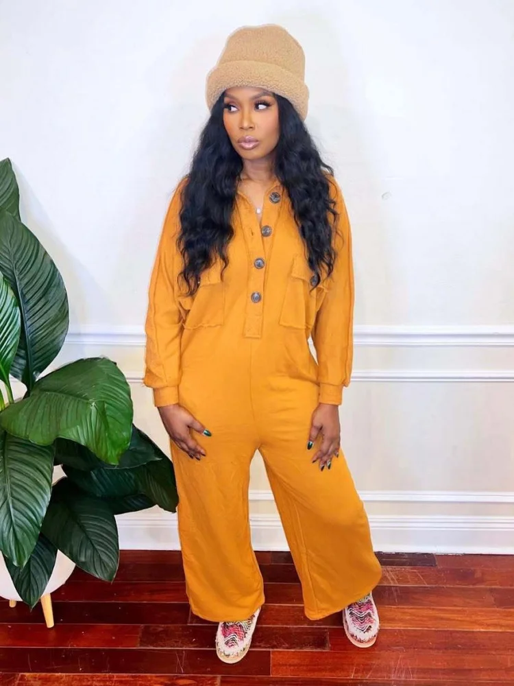Wmstar Jumpsuits Rompers Women Wholesale Hot Selling European American Casual Commuting Lapel Sweatshirts Wide Leg 2025