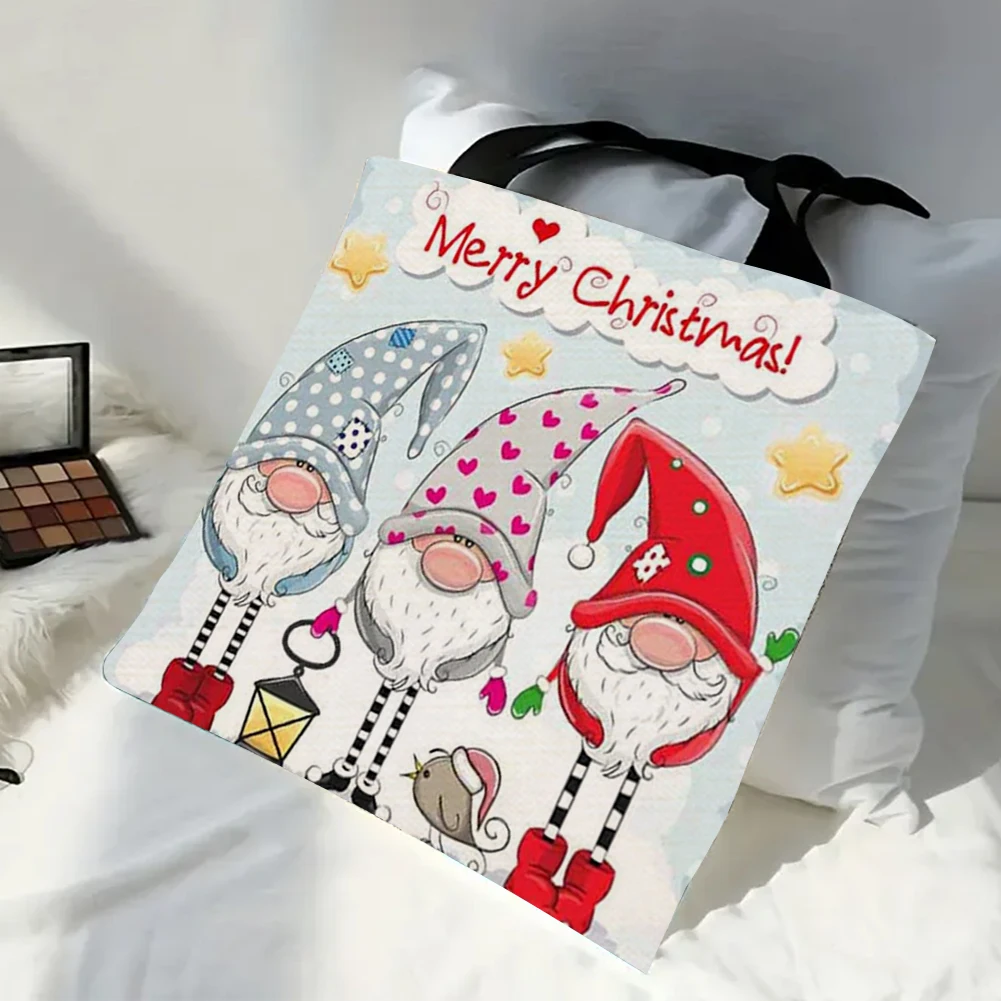 Linen Christmas Large Capacity Tote Bags for Shopping