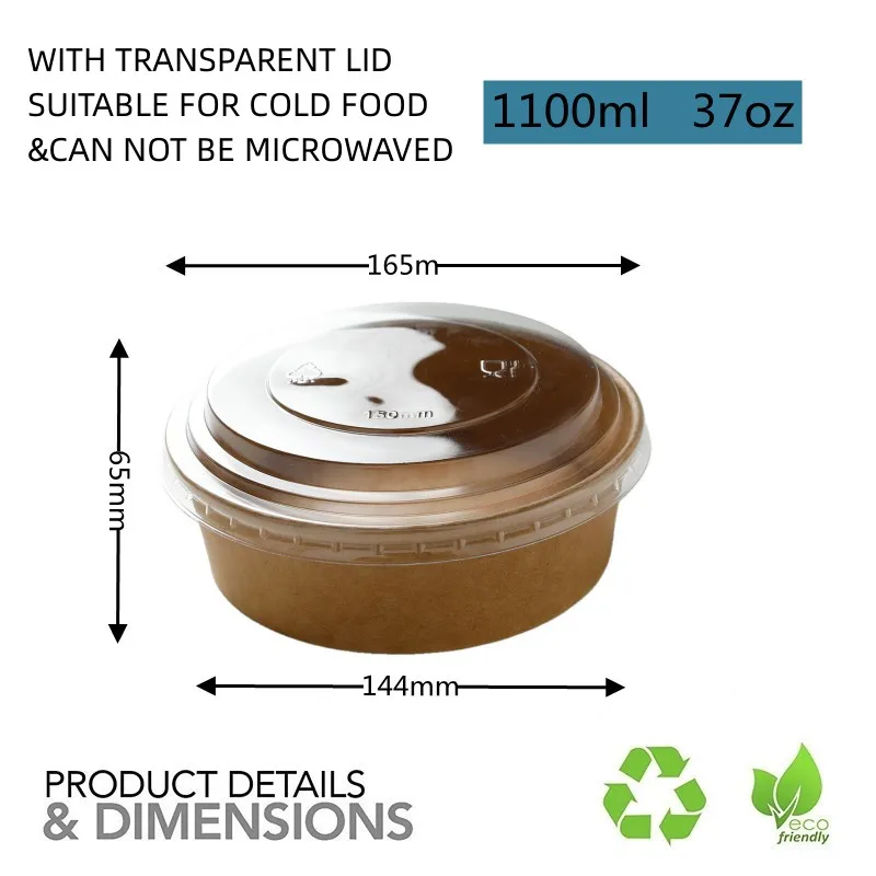 Eco-Friendly Biodegradable Kraft Paper Salad Bowl and Disposable Food Container