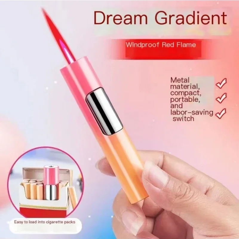 Description Picture 2 of itemPink Flame Butane Lighter, Portable, Windproof, Refill Torch, Cigarette Lighter Smoking Accessories, Gadgets Gifts, Dropshipping