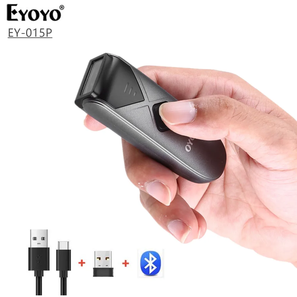 Eyoyo 015P Mini Portable 1D 2D Bluetooth Barcode Scanner QR Code Screen Reader PDF417 Data Matrix USB Wired Wireless Scanner