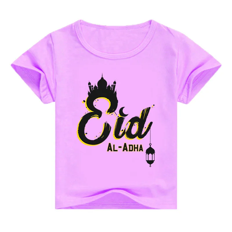 

Abaya Ramadan T Shirt Kids EID Mubarak Decor Clothes Baby Girls T-shirt Boys Summer Tops Islamic Muslim Eid Al Adha Favor Gifts