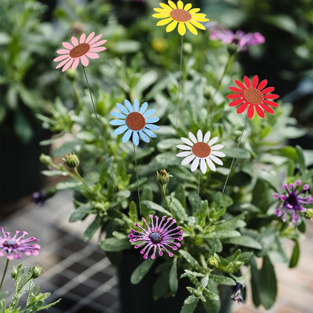 5Db Szövetséges Napraforgó Kézműves Kerti Dekoratív Tét Dísz Kültéri Gyep Szobor Dekoráció Növényi Virág Edény