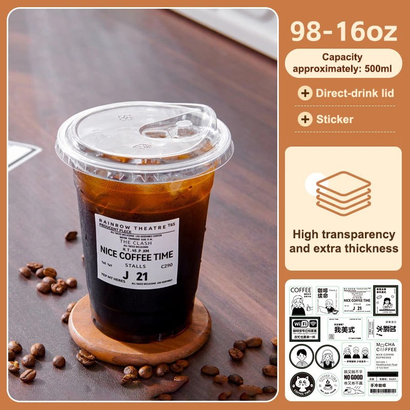 Set of 10 Clear Plastic Cups with Strawless Lids for Refreshing Cold Beverages